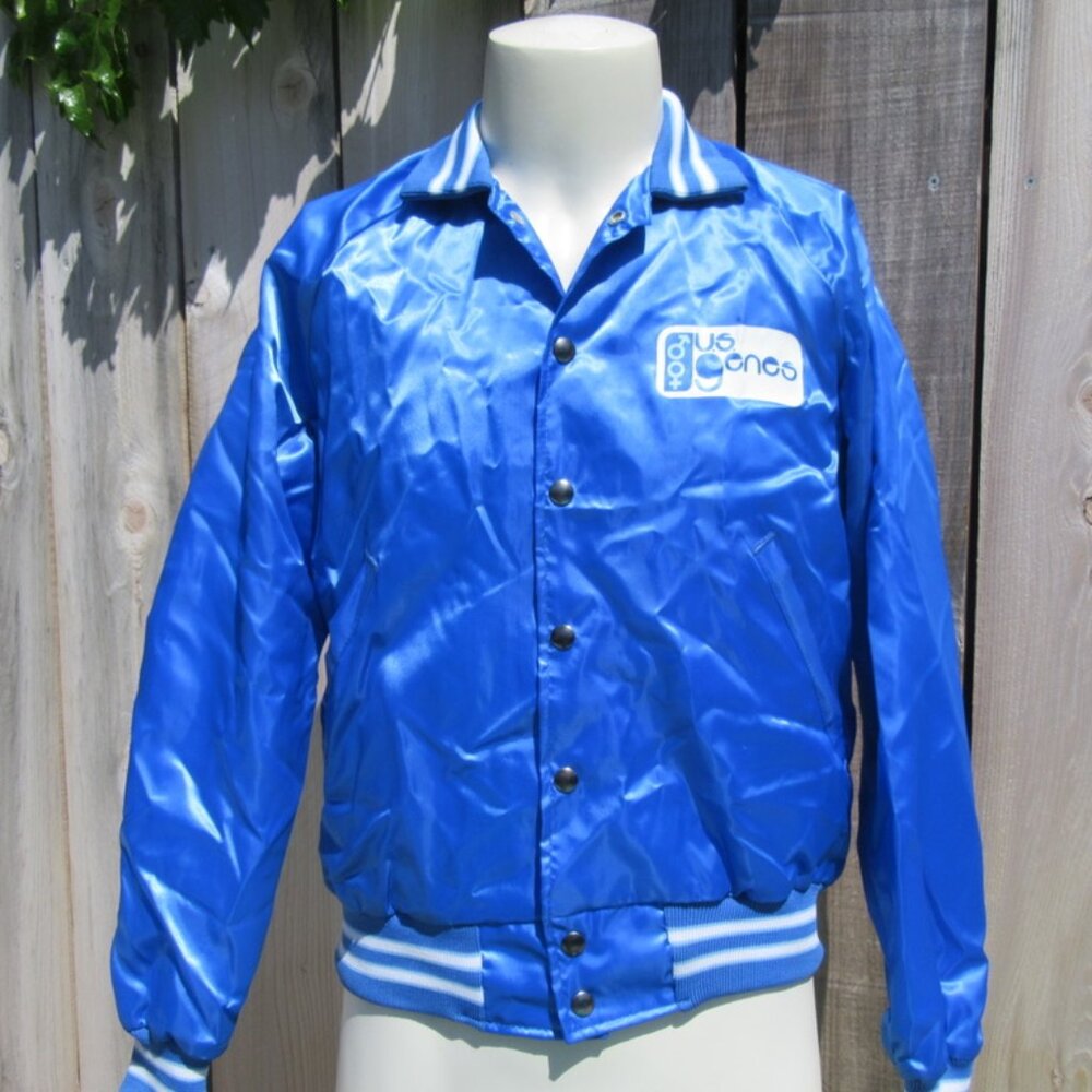 Vintage Capricorn Blue Nylon Satin Jacket U.S. Genes Size Small